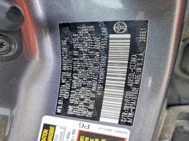 Продаж на аукціоні авто 2017 Toyota Camry, vin: 4T1BF1FK1HU416662, номер лоту: 47785706
