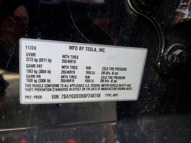 Продажа на аукционе авто 2025 Tesla Model Y, vin: 7SAYGDED6SF248746, номер лота: 46218266