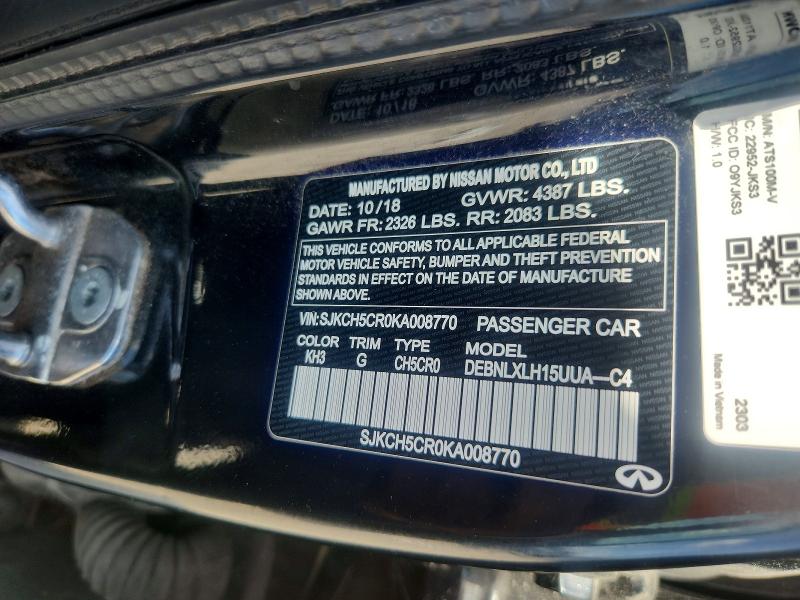 Aukcja sprzedaży 2019 Infiniti Qx30, vin: SJKCH5CR0KA008770, numer aukcji: 79567645
