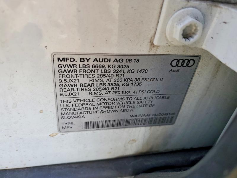Aukcja sprzedaży 2018 Audi Q7, vin: WA1VAAF73JD048108, numer aukcji: 47520206