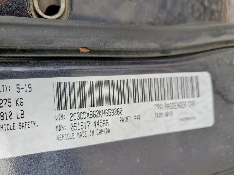 46636536 :رقم المزاد ، 2C3CDXBG2KH653260 vin ، 2019 Dodge Charger مزاد بيع