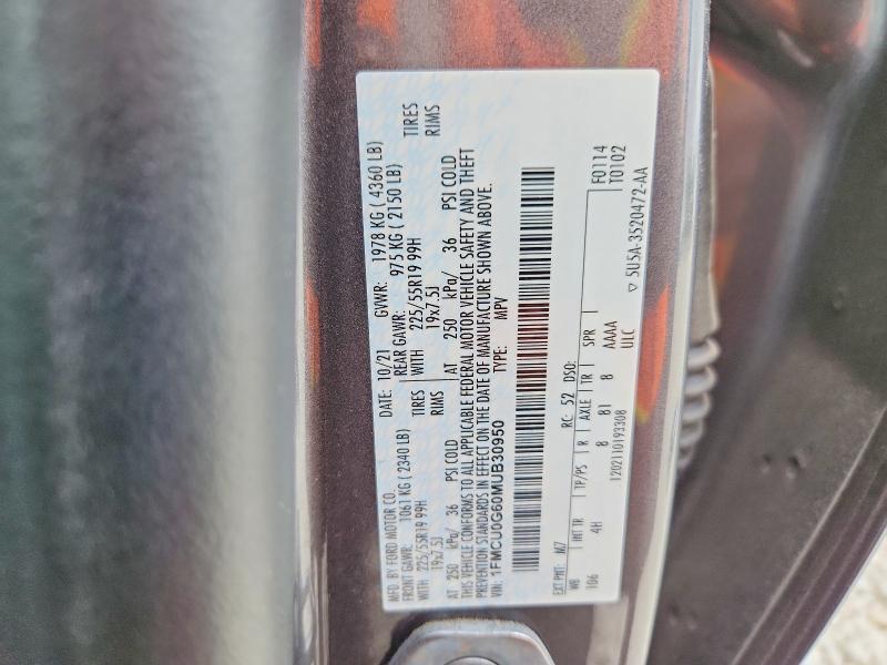 Продаж на аукціоні авто 2021 Ford Escape, vin: 1FMCU0G60MUB30950, номер лоту: 47513256