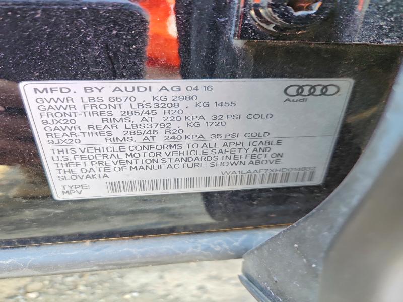 2017 Audi Q7 მანქანა იყიდება აუქციონზე, vin: WA1LAAF7XHD014832, აუქციონის ნომერი: 47479626