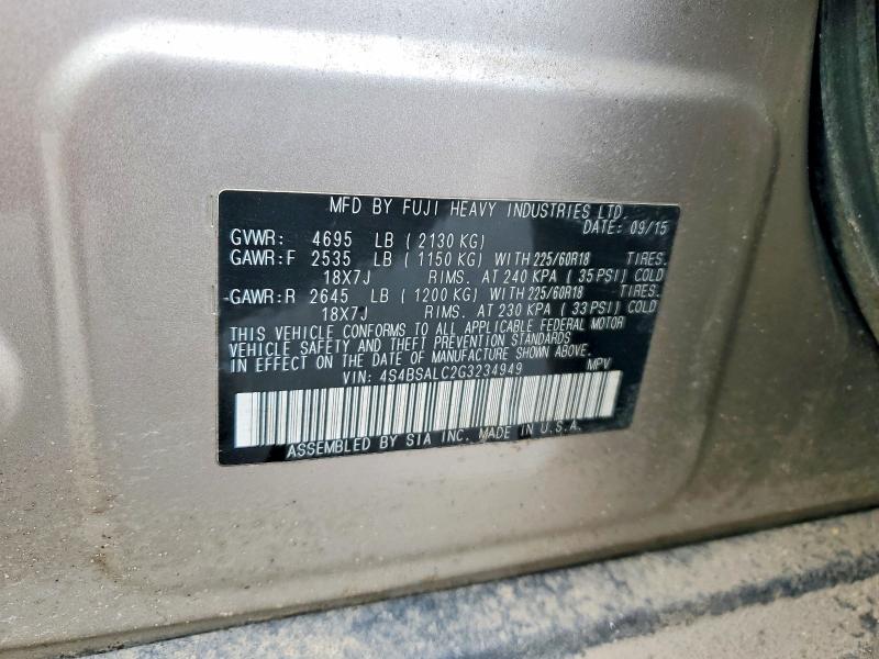 Продаж на аукціоні авто 2016 Subaru Outback, vin: 4S4BSALC2G3234949, номер лоту: 79899005