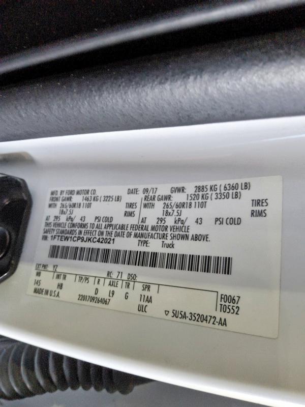 2018 Ford F150 მანქანა იყიდება აუქციონზე, vin: 1FTEW1CP9JKC42021, აუქციონის ნომერი: 78674975