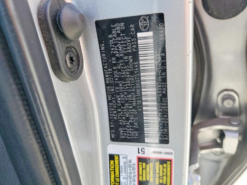 Продаж на аукціоні авто 2019 Toyota Camry, vin: 4T1B11HK0KU751446, номер лоту: 47934096