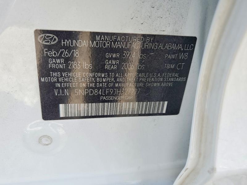 Продаж на аукціоні авто 2018 Hyundai Elantra, vin: 5NPD84LF9JH327227, номер лоту: 47126846