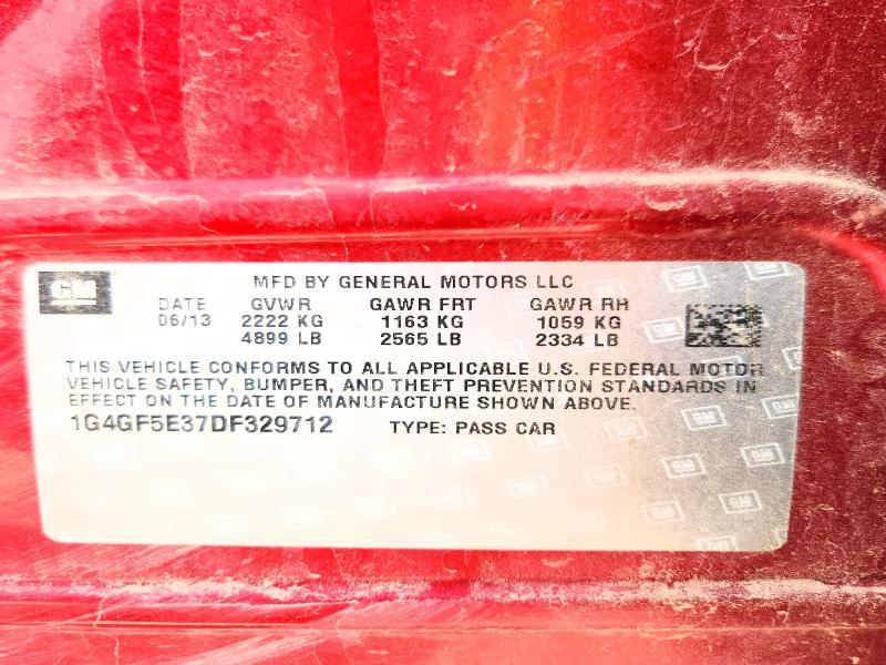 2013 Buick Lacrosse მანქანა იყიდება აუქციონზე, vin: 1G4GF5E37DF329712, აუქციონის ნომერი: 46115096