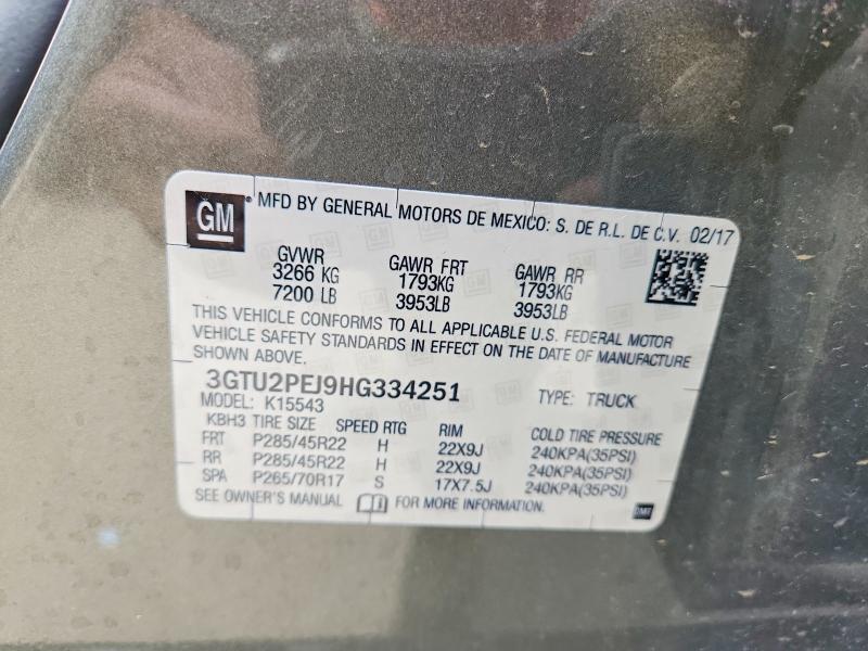 2017 Gmc Sierra მანქანა იყიდება აუქციონზე, vin: 3GTU2PEJ9HG334251, აუქციონის ნომერი: 79569575