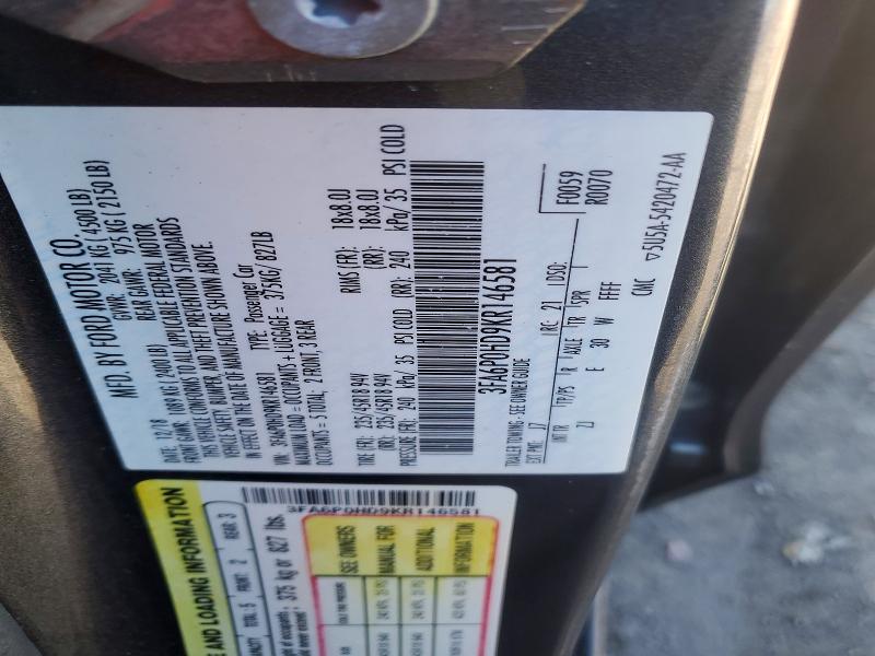 Aukcja sprzedaży 2019 Ford Fusion, vin: 3FA6P0HD9KR146581, numer aukcji: 46032516