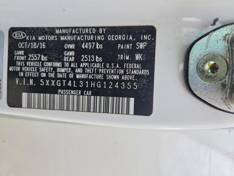 2017 Kia Optima მანქანა იყიდება აუქციონზე, vin: 5XXGT4L31HG124355, აუქციონის ნომერი: 78545345