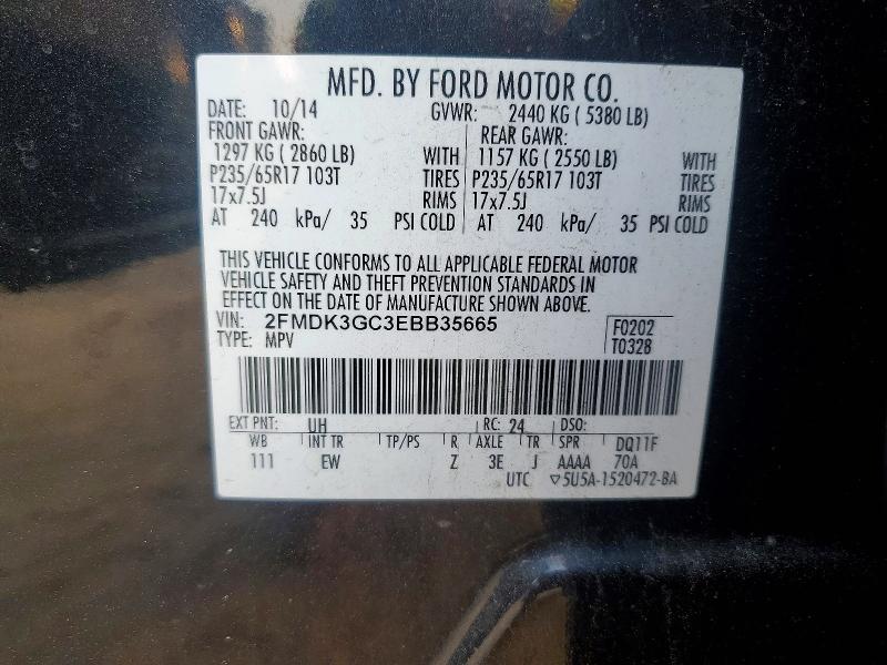 Продаж на аукціоні авто 2014 Ford Edge, vin: 2FMDK3GC3EBB35665, номер лоту: 47687146