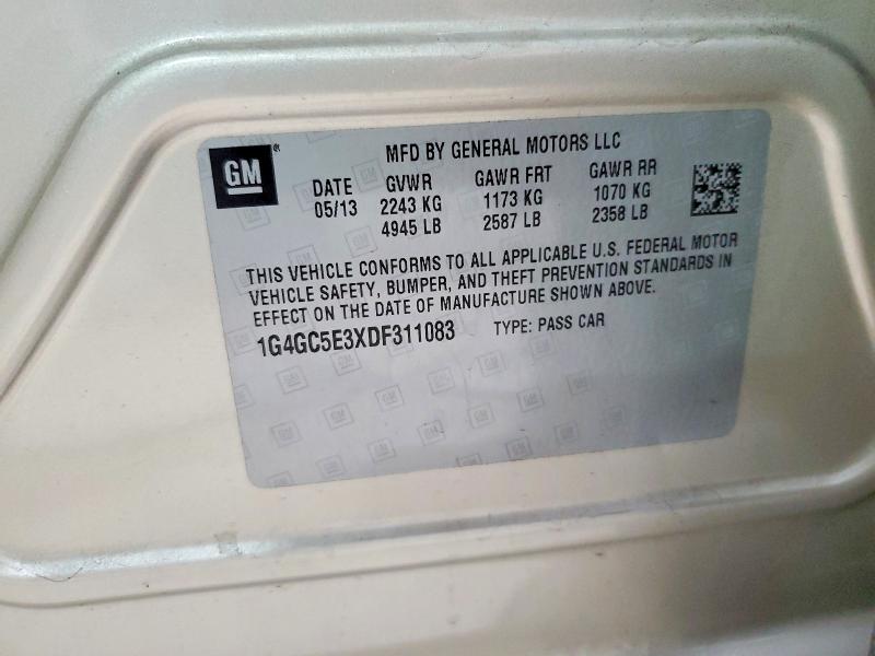Продаж на аукціоні авто 2013 Buick Lacrosse, vin: 1G4GC5E3XDF311083, номер лоту: 46736306