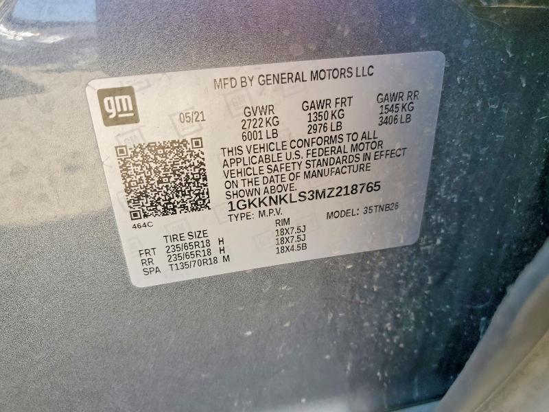 Aukcja sprzedaży 2021 Gmc Acadia, vin: 1GKKNKLS3MZ218765, numer aukcji: 47498366