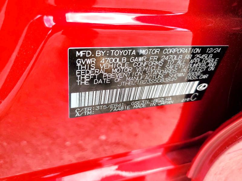 48133026 :رقم المزاد ، JTHBZ1B23S5083849 vin ، 2025 Lexus Is 350 مزاد بيع