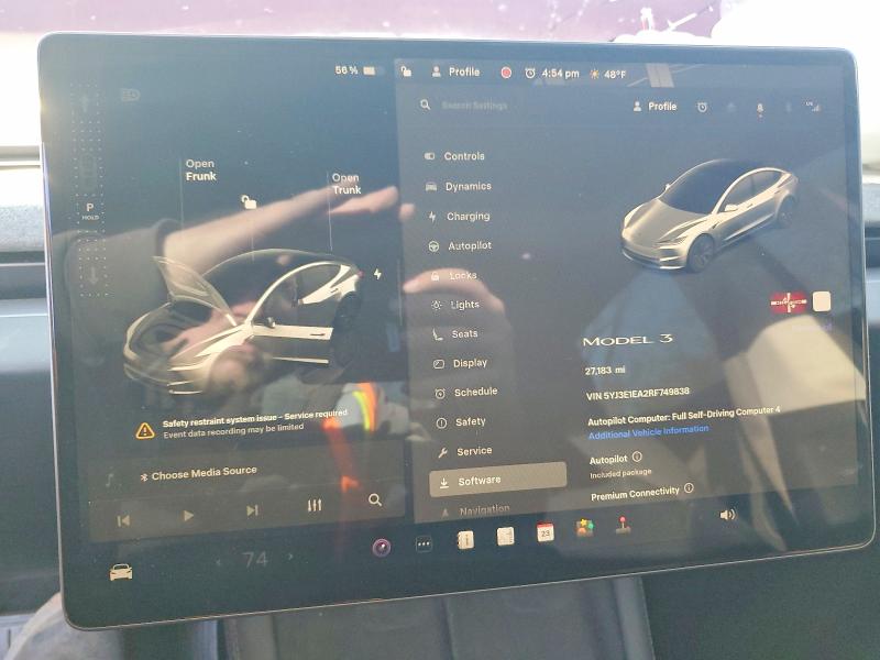 45981656 :رقم المزاد ، 5YJ3E1EA2RF749838 vin ، 2024 Tesla Model 3 مزاد بيع