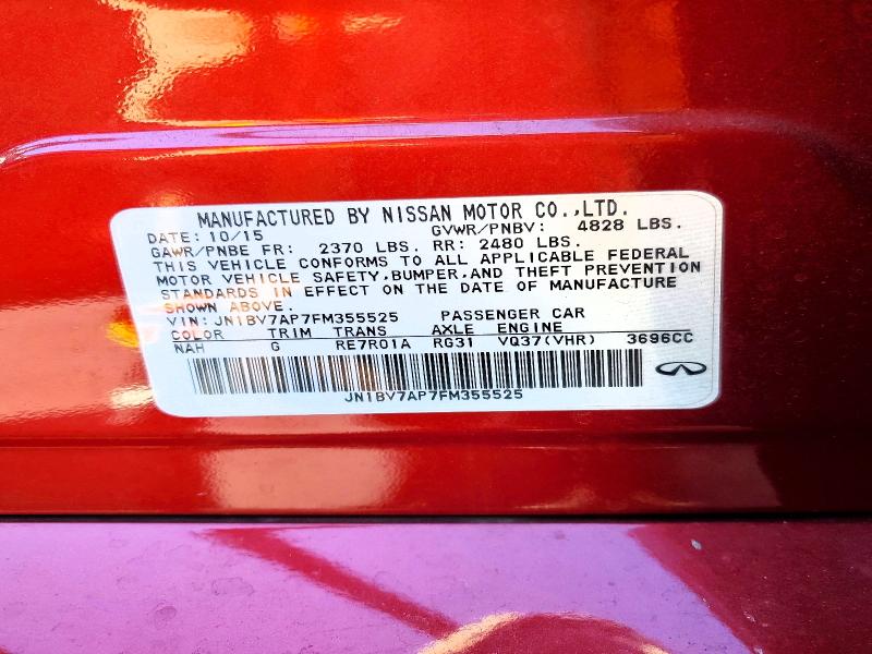 Продажа на аукционе авто 2015 Infiniti Q50, vin: JN1BV7AP7FM355525, номер лота: 41661316