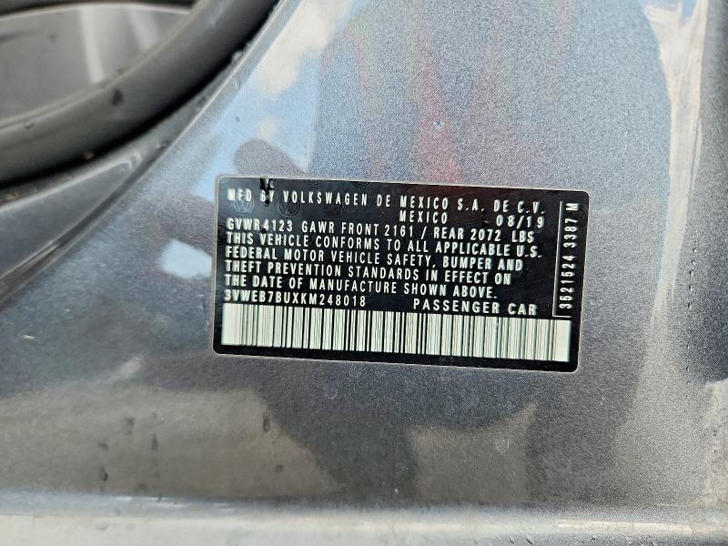 2019 Volkswagen Jetta მანქანა იყიდება აუქციონზე, vin: 3VWEB7BUXKM248018, აუქციონის ნომერი: 47581836