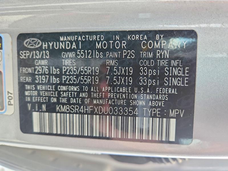 Продаж на аукціоні авто 2013 Hyundai Santa Fe, vin: KM8SR4HFXDU033354, номер лоту: 48249226