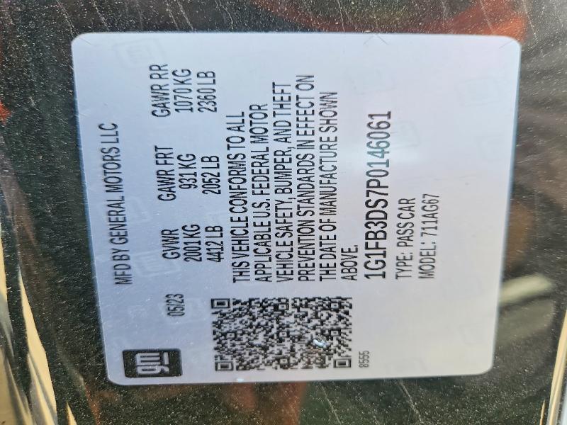 Продажа на аукционе авто 2023 Chevrolet Camaro, vin: 1G1FB3DS7P0146061, номер лота: 47797156