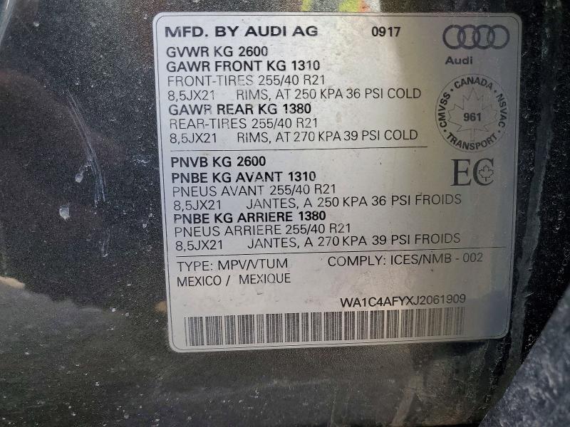 Продажа на аукционе авто 2018 Audi Sq5, vin: WA1C4AFYXJ2061909, номер лота: 45670216