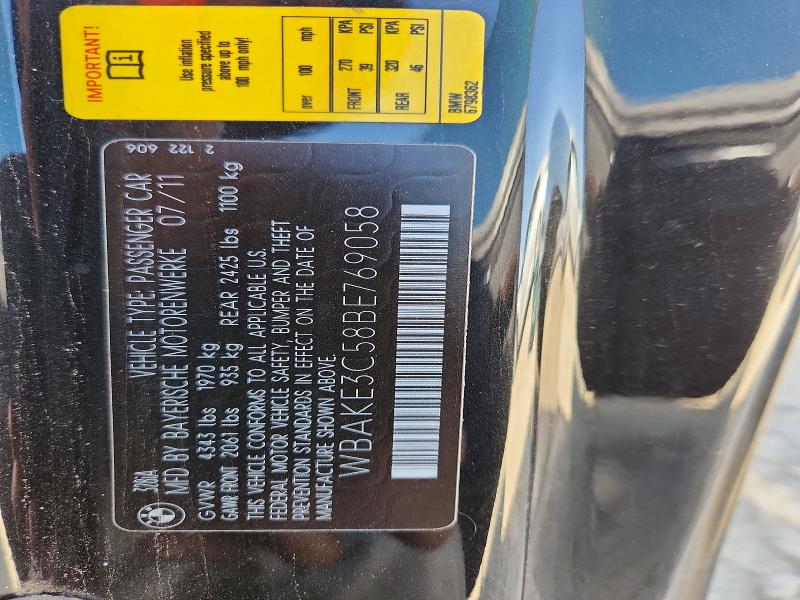 47754276 :رقم المزاد ، WBAKE3C58BE769058 vin ، 2011 Bmw 328 مزاد بيع
