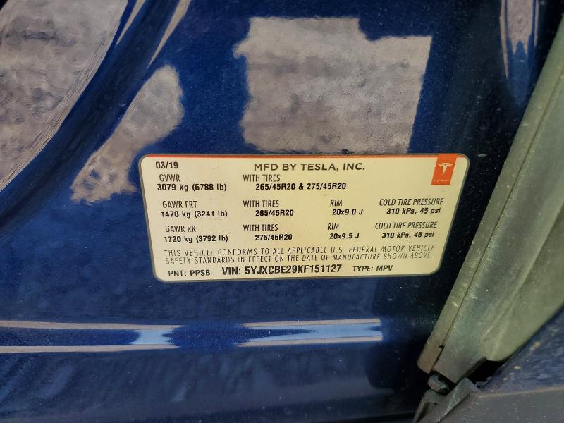 Aukcja sprzedaży 2019 Tesla Model X, vin: 5YJXCBE29KF151127, numer aukcji: 46355756