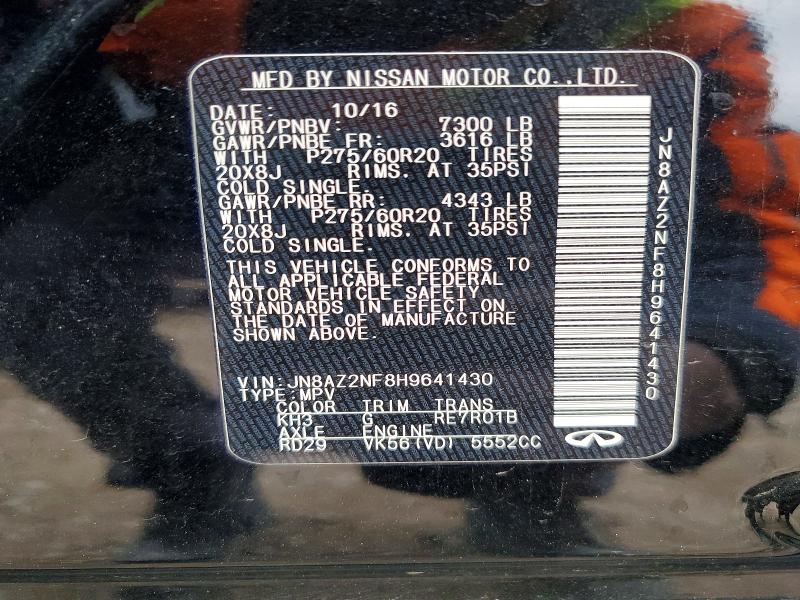 Aukcja sprzedaży 2017 Infiniti Qx80, vin: JN8AZ2NF8H9641430, numer aukcji: 47632776