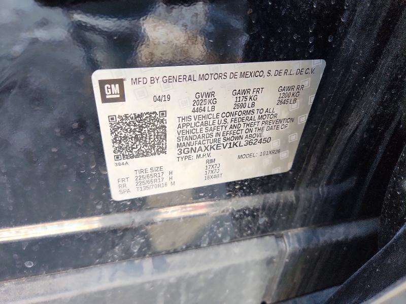 Aukcja sprzedaży 2019 Chevrolet Equinox, vin: 3GNAXKEV1KL362450, numer aukcji: 45484636