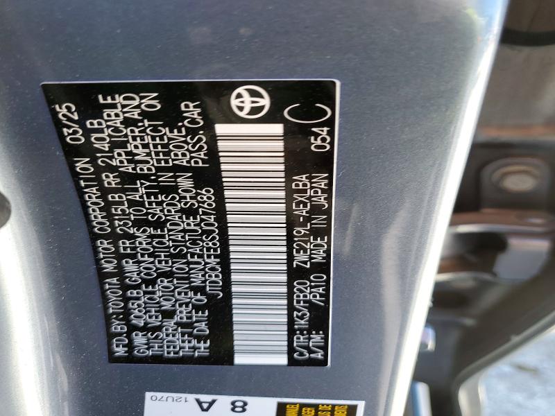 46912956 :رقم المزاد ، JTDBCMFE8SJ047686 vin ، 2025 Toyota Corolla Hybrid مزاد بيع