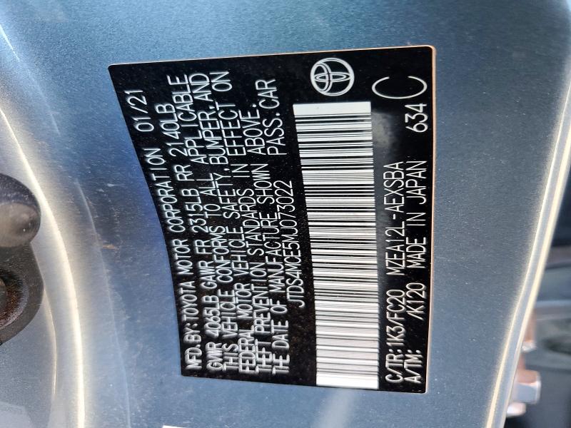 45514226 :رقم المزاد ، JTDS4MCE5MJ073022 vin ، 2021 Toyota Corolla مزاد بيع