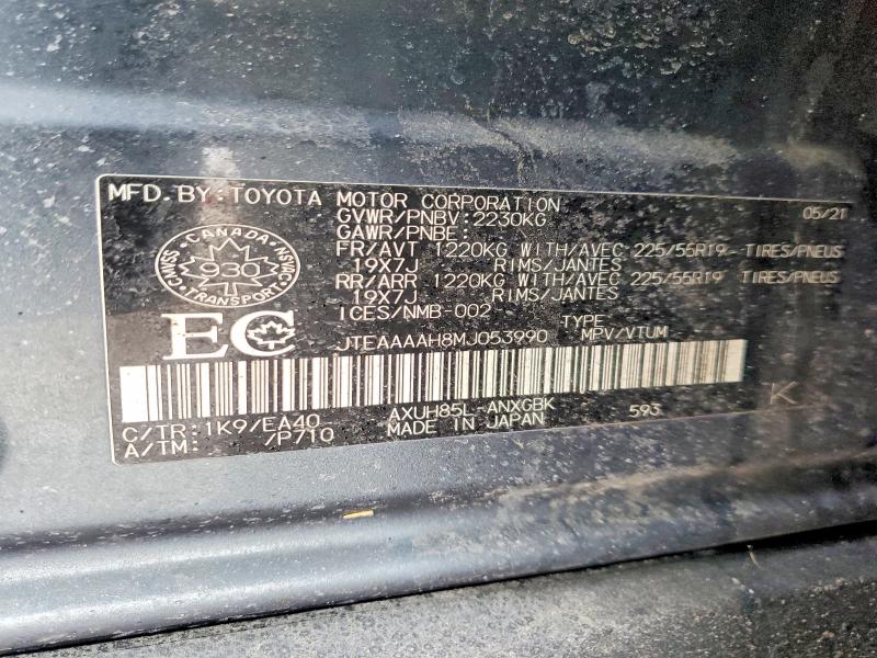 Aukcja sprzedaży 2021 Toyota Venza, vin: JTEAAAAH8MJ053990, numer aukcji: 79520555