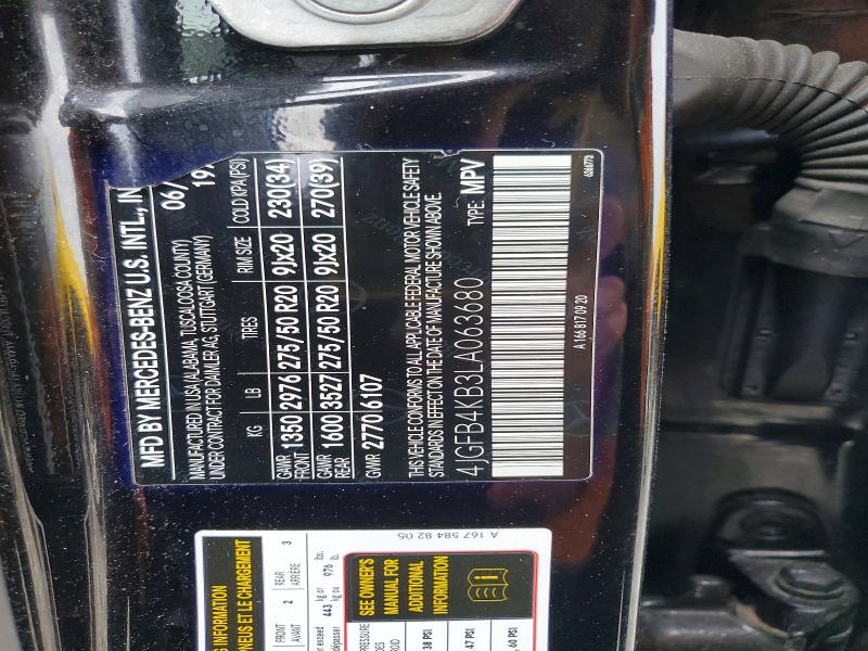 Aukcja sprzedaży 2020 Mercedes-benz Gle, vin: 4JGFB4KB3LA063680, numer aukcji: 47576536