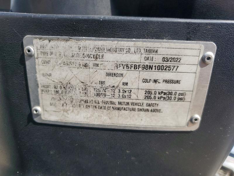 Aukcja sprzedaży 2022 Genuine Scooter Co. Hooligan, vin: RFVBFBF98N1002577, numer aukcji: 77424615