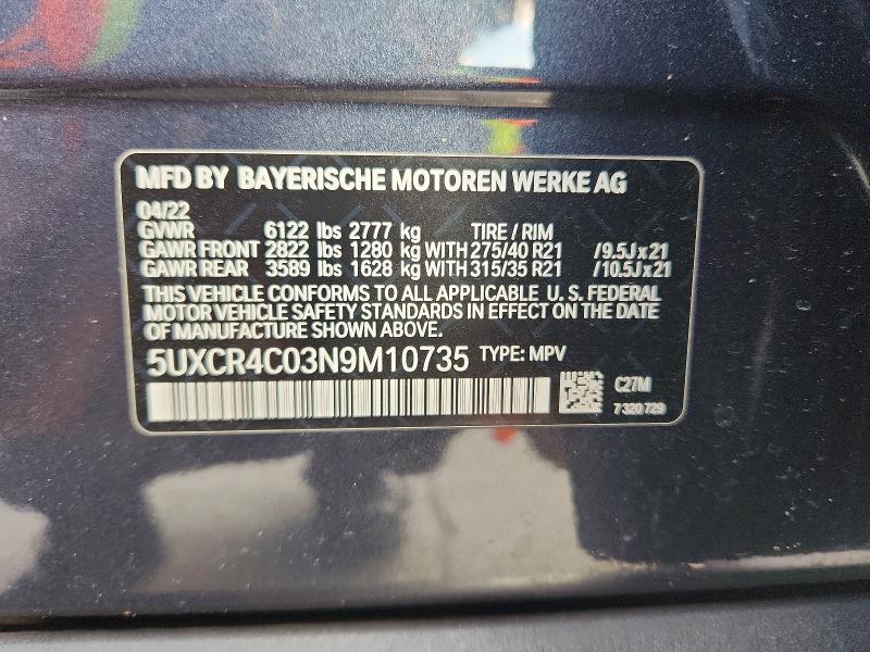 Aukcja sprzedaży 2022 Bmw X5, vin: 5UXCR4C03N9M10735, numer aukcji: 45881226