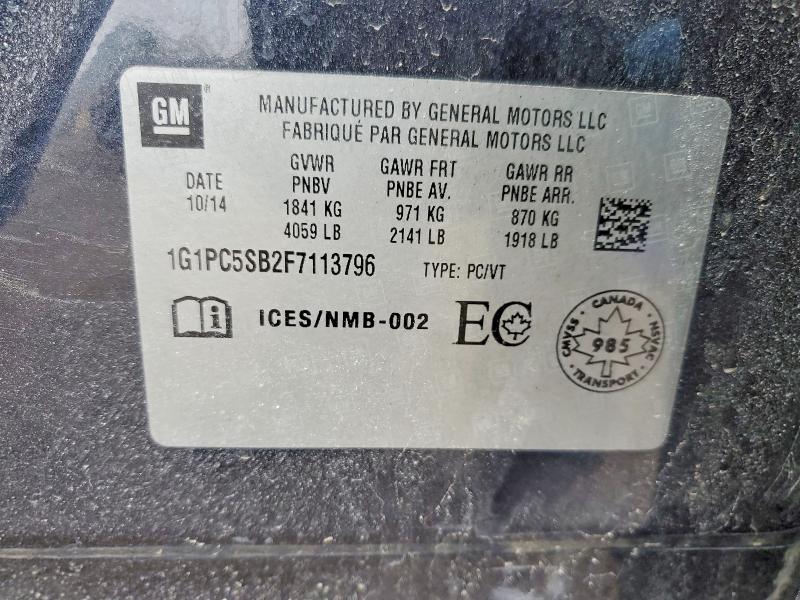2015 Chevrolet Cruze მანქანა იყიდება აუქციონზე, vin: 1G1PC5SB2F7113796, აუქციონის ნომერი: 46905976