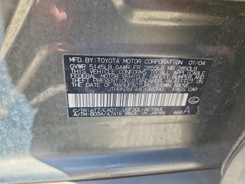 Продажа на аукционе авто 2004 Lexus Ls 430, vin: JTHBN36F440148390, номер лота: 47166056