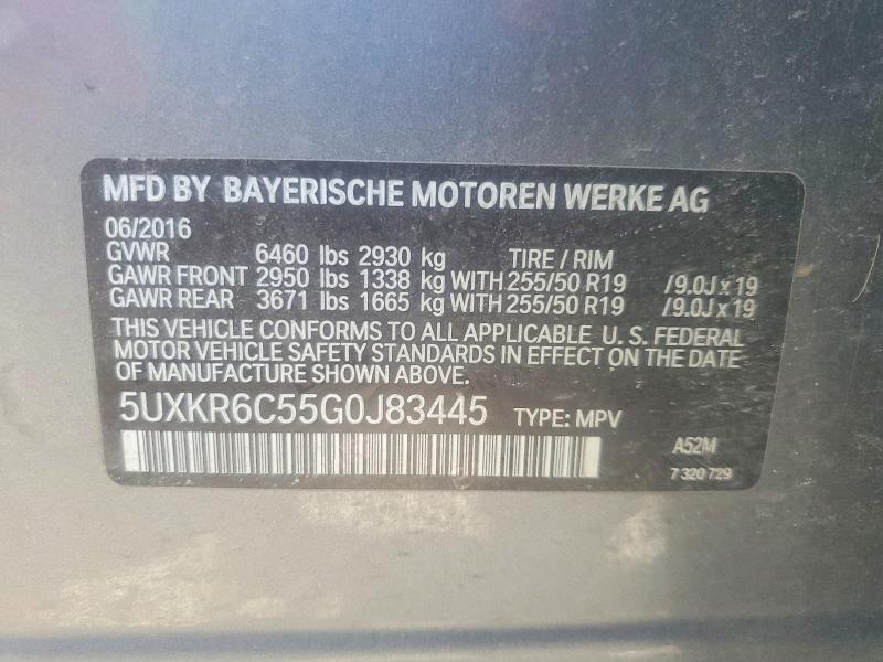 Продаж на аукціоні авто 2016 Bmw X5, vin: 5UXKR6C55G0J83445, номер лоту: 79765095