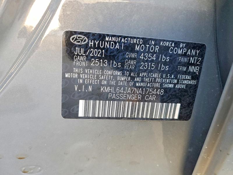 Продаж на аукціоні авто 2022 Hyundai Sonata, vin: KMHL64JA7NA175448, номер лоту: 41876556