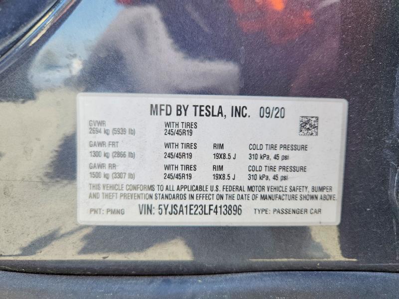 47608396 :رقم المزاد ، 5YJSA1E23LF413896 vin ، 2020 Tesla Model S مزاد بيع