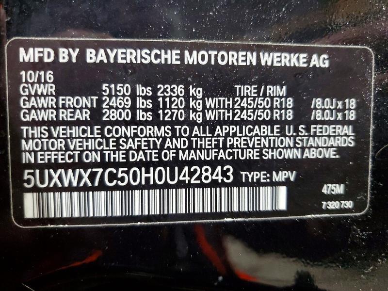 79635375 :رقم المزاد ، 5UXWX7C50H0U42843 vin ، 2017 Bmw X3 مزاد بيع