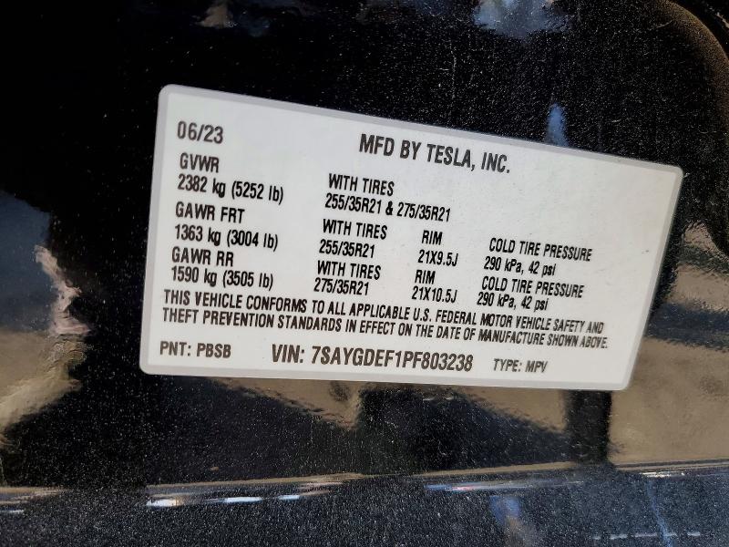 2023 Tesla Model Y მანქანა იყიდება აუქციონზე, vin: 7SAYGDEF1PF803238, აუქციონის ნომერი: 47280616