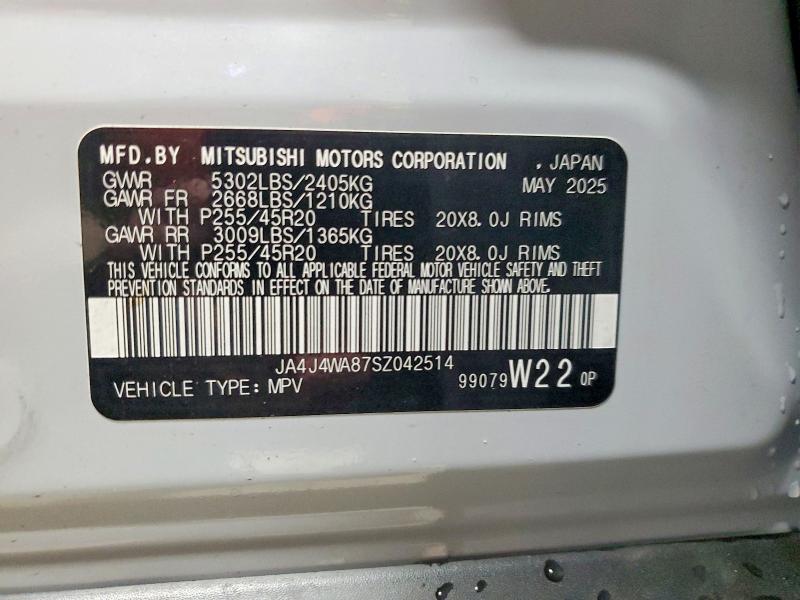 Продаж на аукціоні авто 2025 Mitsubishi Outlander, vin: JA4J4WA87SZ042514, номер лоту: 47781476