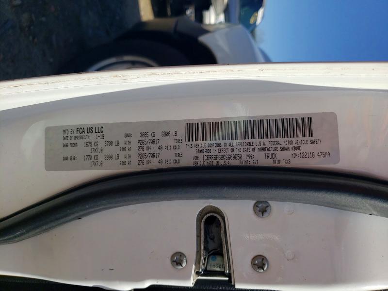 54009636 :رقم المزاد ، 1C6RR6FG9KS600650 vin ، 2019 Ram 1500 Classic مزاد بيع