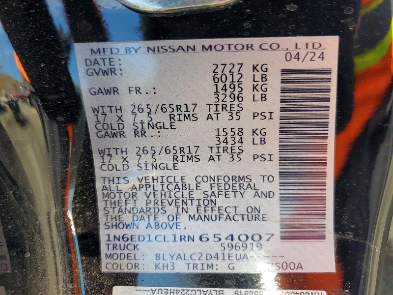 41870596 :رقم المزاد ، 1N6ED1CL1RN654007 vin ، 2024 Nissan Frontier مزاد بيع