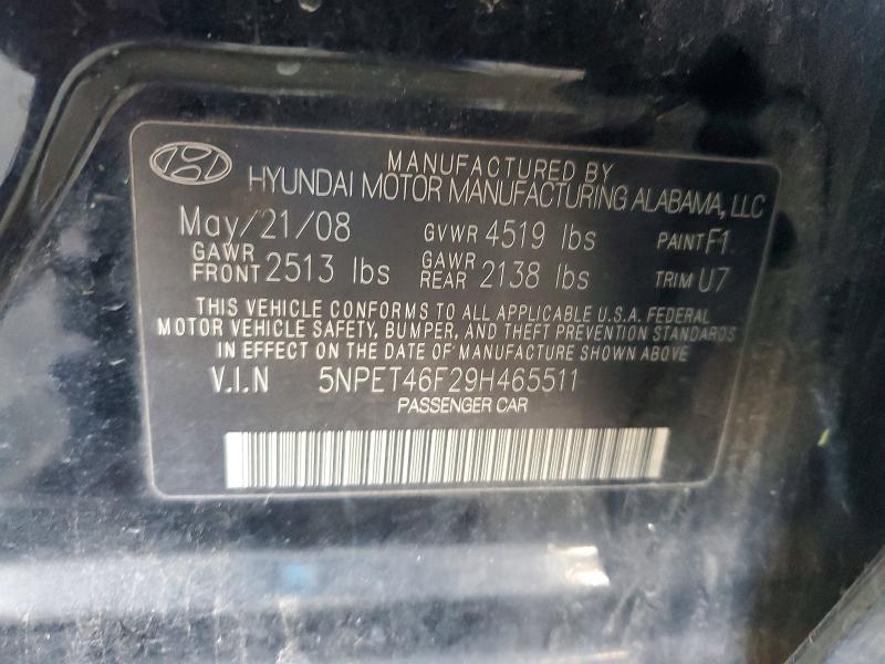 Aukcja sprzedaży 2009 Hyundai Sonata, vin: 5NPET46F29H465511, numer aukcji: 45886326
