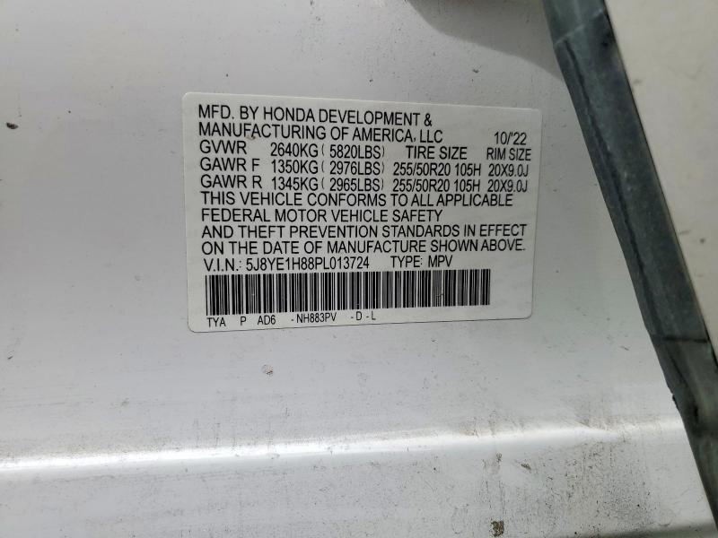 46836186 :رقم المزاد ، 5J8YE1H88PL013724 vin ، 2023 Acura Mdx مزاد بيع