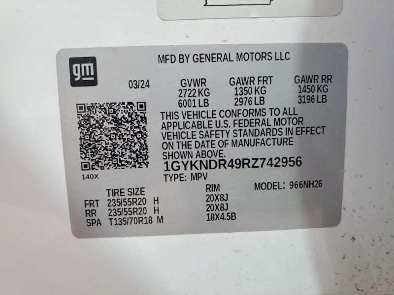 Aukcja sprzedaży 2024 Cadillac Xt5, vin: 1GYKNDR49RZ742956, numer aukcji: 46238296
