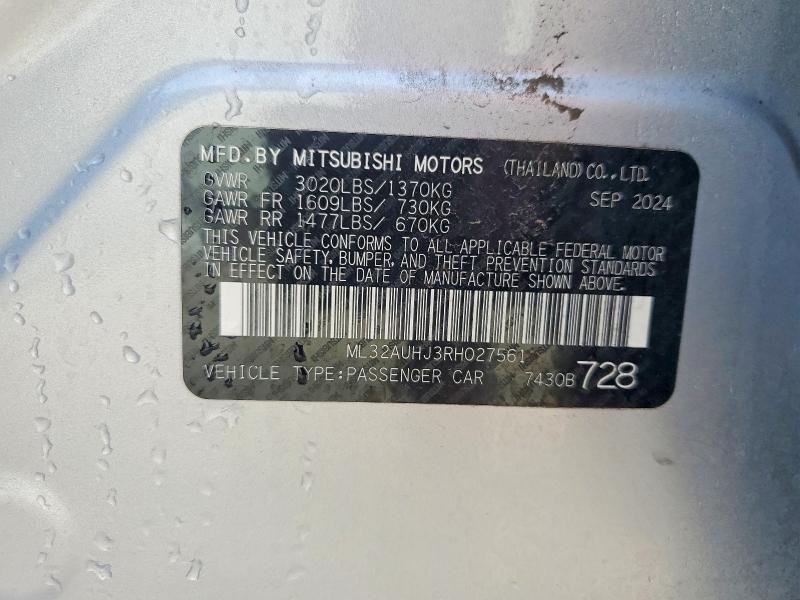 Продаж на аукціоні авто 2024 Mitsubishi Mirage, vin: ML32AUHJ3RH027561, номер лоту: 46380756