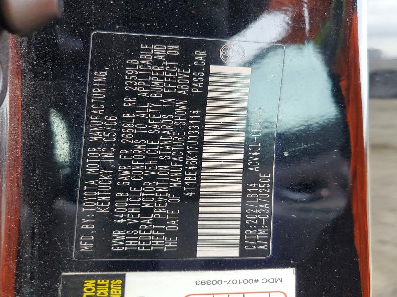 46525956 :رقم المزاد ، 4T1BE46K17U033114 vin ، 2007 Toyota Camry مزاد بيع